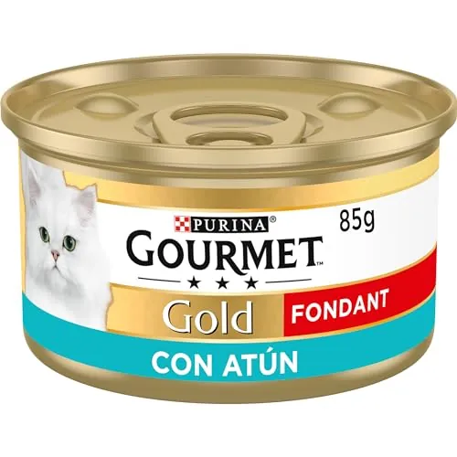 GOURMET Gold Fondant, Comida Húmeda para Gato Adulto, Mousse de Atún con Salsa, Pack de 24 Latas de 85 g