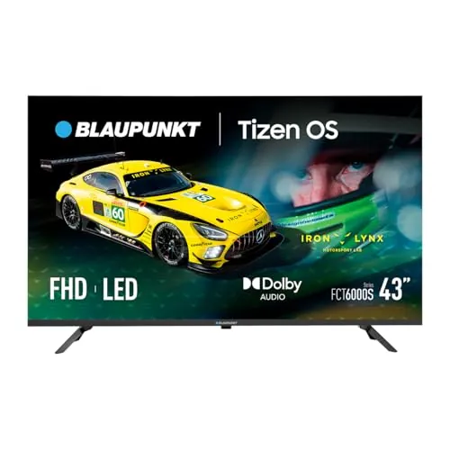 BLAUPUNKT Smart TV 43" Full HD LED, Tizen OS con Dolby Digital+, Wi-Fi Dual, Bluetooth 5.1, 2×HDMI, Negro, 43FCT6000S