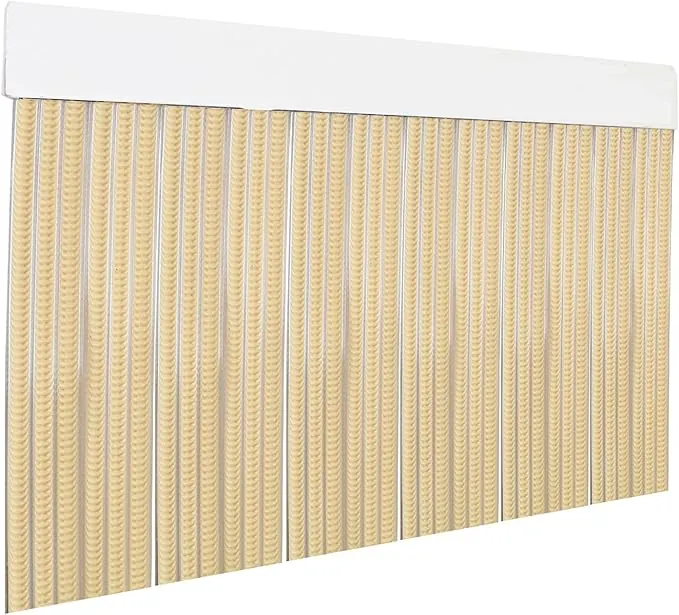 HOME MERCURY – Cortina Plana para Puerta Exterior o Interior, Material PVC – Libre de Insectos (210x90CM, Vainilla+Filo Transparente P14)