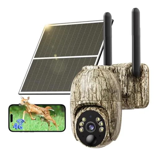 NUASI 2K 4G LTE Cámara de Caza Solar con Tarjeta SIM Fototrampeo Exterior