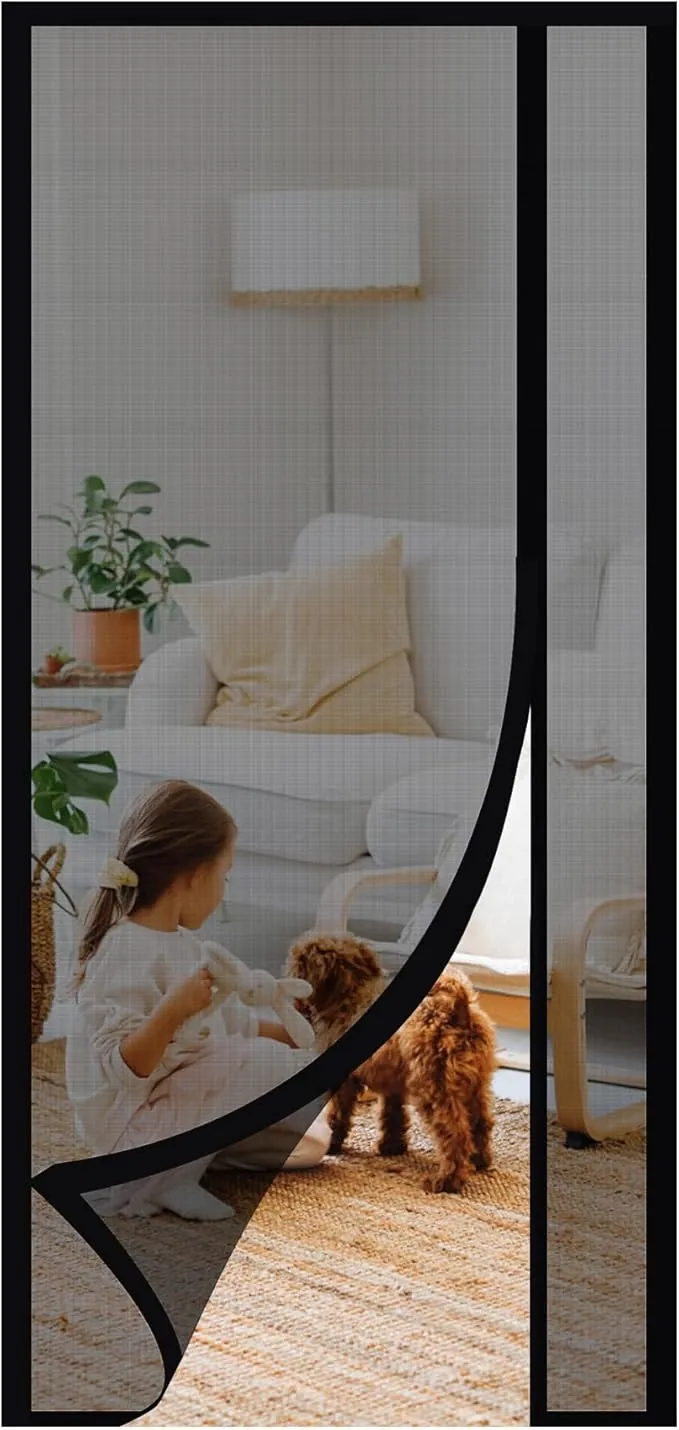 Sekey Mosquitera Puerta a Prueba de Gatos, Mosquitera Magnética para Puerta de Fibra de Vidrio Apertura Lateral, Cortina Mosquitera Magnética de Balcón, Fácil Instalación, 100x210cm, Negro