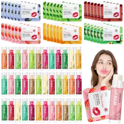 Set de 72 bálsamos labiales y máscara de labios en múltiples fragancias