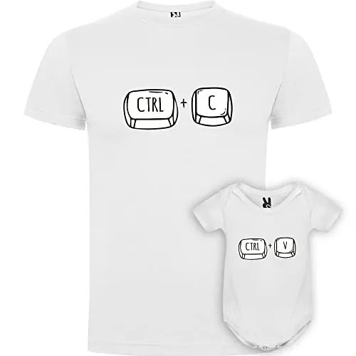 QCM Productos Personalizados Camiseta Papá Y Bebé | Regalo Divertido | Especial Día del Padre | 100% Algodón (Copiar Y Pegar)
