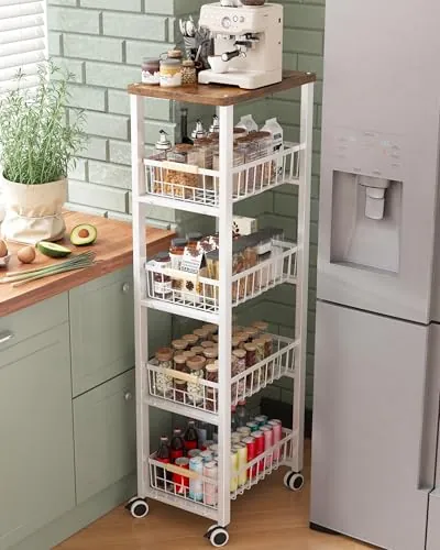 Ornestia Carrito Cocina con Ruedas, Blanco