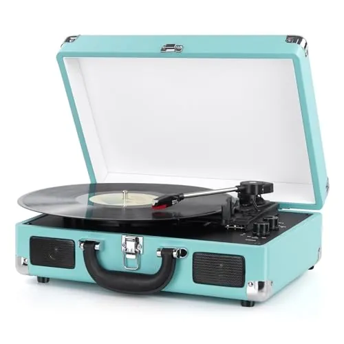 Giratorios de Vinilo, Mersoco Tocadiscos Bluetooth,fonógrafo Vintage con 3 velocidades y Altavoces Integrados,Salida RCA y AUX-in Incluido