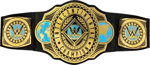 Mattel WWE Championship Title, campeón intercontinental, Accesorio de cinturón de tamaño Infantil para Juegos de rol y Disfraces, más de 3 pies de Largo con Ajuste único