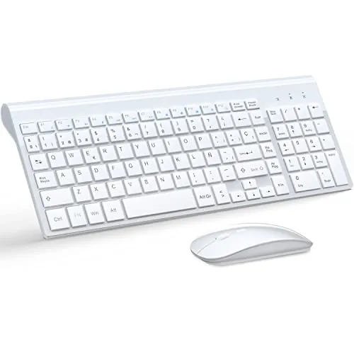 TopMate Pack Teclado y Raton Inalámbricos Ultra Delgado - Blanco