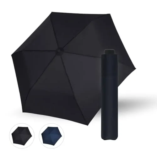 Doppler Zero Large paraguas plegable manual ultraligero 113 g, compacto | Mini paraguas Negro para viaje y día a día – solo 113 g, dosel 98 cm, elementos de carbono, compacto y estable