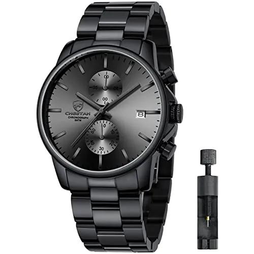Affute Reloj de Cuarzo con cronógrafo de Acero Inoxidable y Metal, Resistente al Agua, con Fecha automática en manecillas Coloridas