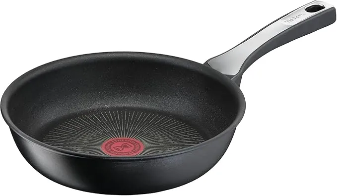 Tefal Unlimited On - Sartén de 24 cm, Apto inducción, antiadherente, revestimiento titanio, Thermo-signal, apto lavavajillas y horno, acero inoxidable