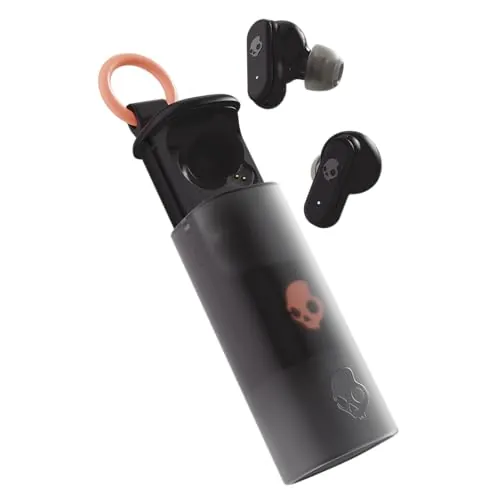 Skullcandy Dime EVO Wireless Earbuds, Bluetooth Headphones, Noise Isolating Fit, Up to 36 Hours Battery, Microphone for iPhone Android, Easy Carry with Clip-Anywhere Case - True Black