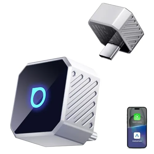 OTTOCAST Mini Pot Tipo C 2026, Adaptador Inalámbrico USB C para CarPlay y Android Auto, Compatible con iOS 10+/Android 11+ y Vehículos a Partir de 2016, Plug & Play, Actualizaciones OTA, Plata