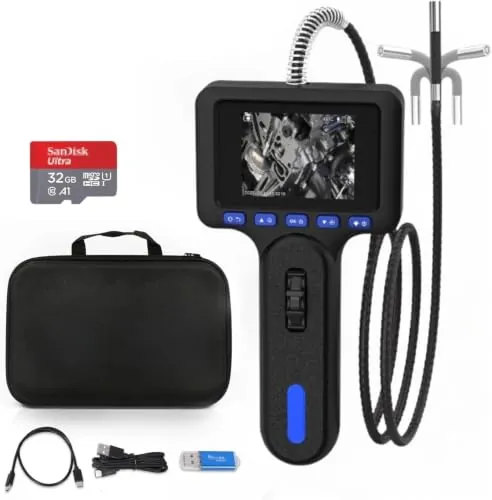 Endoscopio Cámara, Boroscopio con Pantalla HD de 4 Pulgadas y luz, 𝟏𝟎𝟖𝟎𝐏 𝐈𝐏𝟔𝟕 𝟔 𝐋𝐄𝐃 Endoscopio cámara de inspección Flexible de 4 pies para automoción, HVAC y mecánica