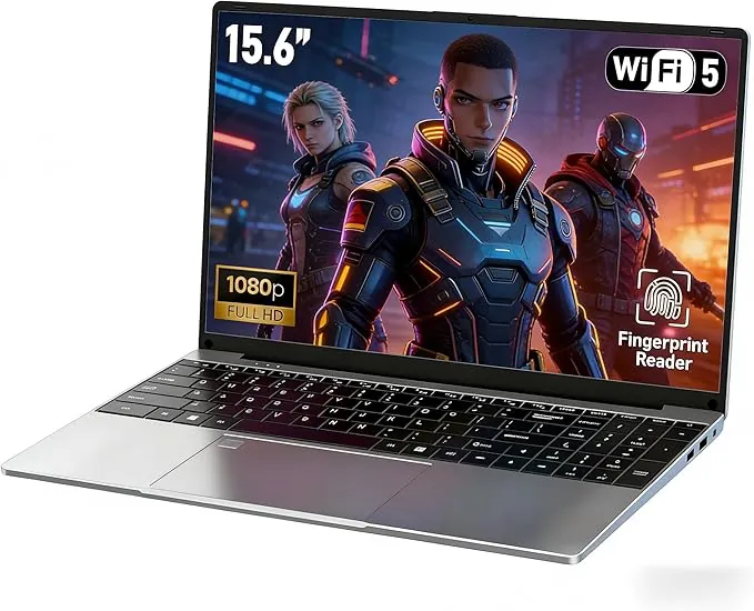 Ordenador portatil 16 GB RAM 1TB SSD 15,6 Pulgadas Gaming portatil, Estudiantes portatil R-5 7430U up to 4,3 GHz, 1920 x 1080 p, Teclado retroiluminado, Huella Dactilar/batería 6000 mAh