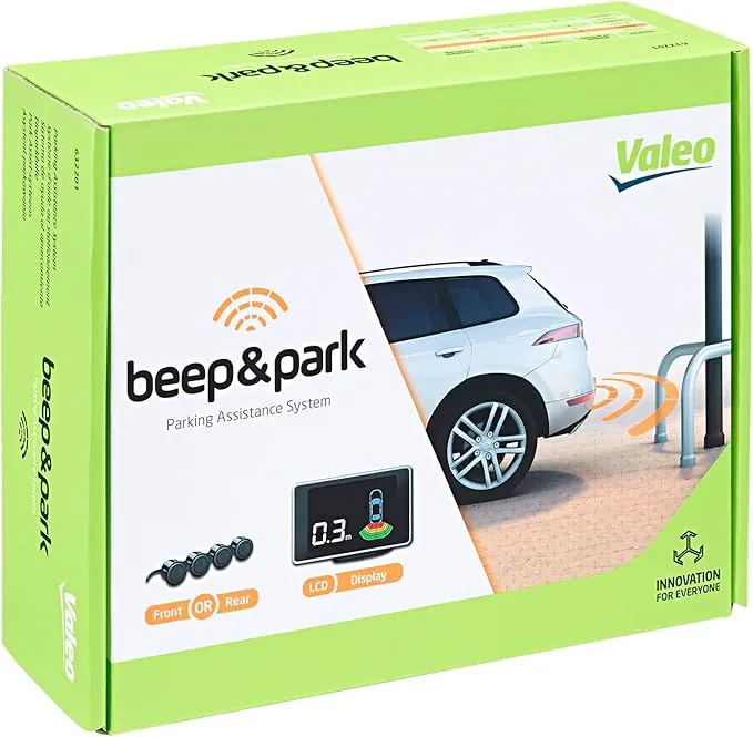 VALEO 632201 - Sistema de Ayuda al Aparcamiento - Kit Beep&Park: 4 Sensores + 1 Pantalla LCD - Instalación Delantera o Trasera