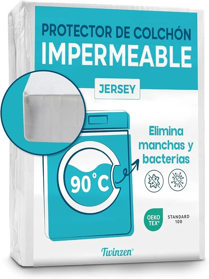 Twinzen - Protector Colchon 90 cm - Protección Impermeable y Transpirable - Cubre Colchon 90 x 200 cm