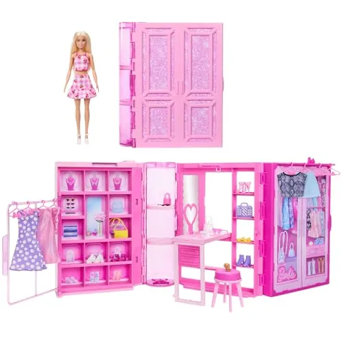 Barbie Armario de Ensueño con muñeca, Set de Juego y Accesorios