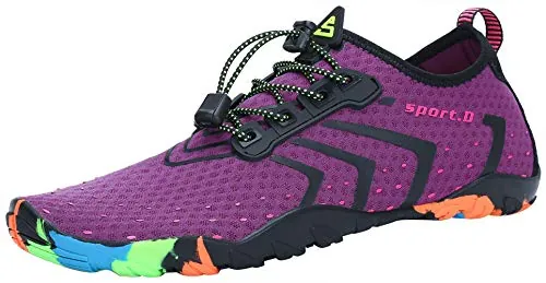 SAGUARO Escarpines Hombre Mujer Zapatos de Agua Ligeros Calzado Playa Transpirables Zapatillas Deportes Acuáticos para Surf Natación Piscina Vela Mares Rocas Río, Morado, 41 EU