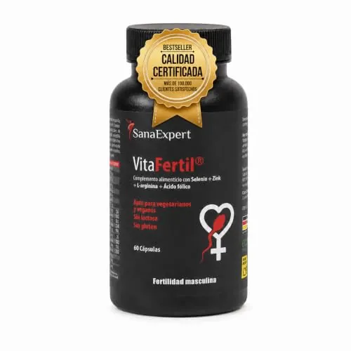 SanaExpert VitaFertil – Complemento Nutricional para Hombres – Con L-arginina, Zinc y Vitaminas Esenciales – 60 Cápsulas – Fabricado en Alemania