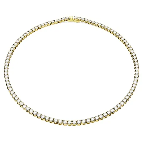 Swarovski Collar Matrix Tennis, Talla redonda, Blanco, Baño tono oro