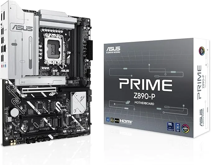 ASUS Prime Z890-P - Placa Base ATX, 14+1+2+1 (80A) etapas de Potencia, DDR5, PCIe 5.0 Compatible con GPU de última generación, Puerto USB Tipo-C a 20 Gbps, 4 Ranuras M.2, PCIe Q-Release