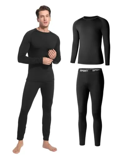 Homord Ropa Interior Térmica Hombre, Conjuntos Camiseta y Mallas Invierno