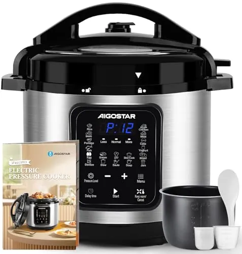 Aigostar Olla de Presión Eléctrica Programable 6L 1000W Panela