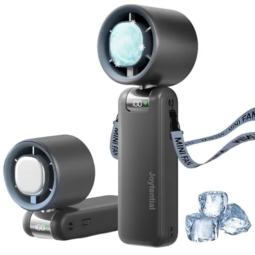 Joytential Ventilador de Mano, Ventilador Portátil Turbo Ajustable de Velocidad 1-100 Marcha, 4000mAh USB Recargable, Modo Refrigeración, Ventiladors Personal para Al aire libre, Viajes (Gris Oscuro)