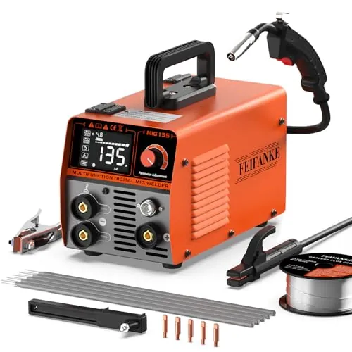FEIFANKE 135A 230V Soldador Hilo Continuo Sin Gas 3 en 1 Portátil Máquina de Soldar MIG con IGBT Inversor Soldadora MIG, Pantalla LED, Alambre de 1.0mm
