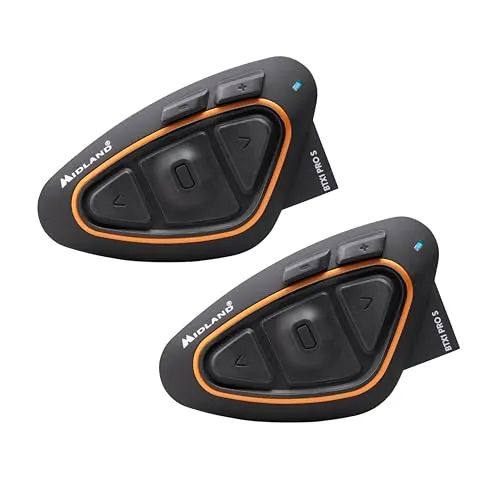 Midland - Intercomunicador Casco Moto Bluetooth Par de BTX1 Pro S Twin, Auriculares Moto Inalámbricos Bluetooth Impermeables IPX6 con Cobertura 800m - Batería 23H, Cancelación Ruido, Radio FM vía App