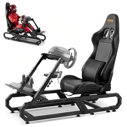 VEVOR Racing Wheel Mount for Logitech G923/G920/G29, Rugged Steel Driving Simulator Cockpit, and Pedal Angle Adjustable 605-795 mm ± 5, Compact, 1430 x 640 x 1270 mm