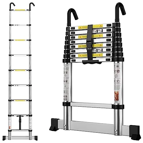 gymount Escaleras Plegables Aluminio, 2,6m Escalera Telescópica, 9 Pasos