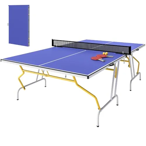 SPORTNOW Mesa de Ping-Pong Plegable con Red Interior 274x152,5x76 cm Azul