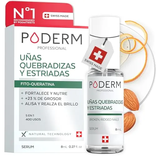PODERM UÑAS FRÁGILES, RAYADAS Y DEBILITADAS | Tratamiento con plantas reparadoras, fortificantes, revitalizantes y nutritivas | Cuidado profesional pie/mano | Fácil & rápido | Hecho en Suiza