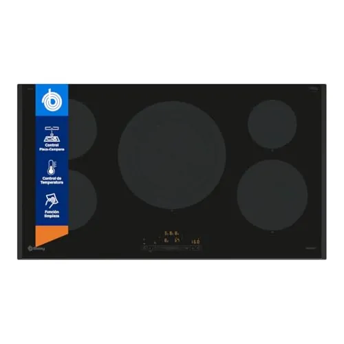 Balay, Placa de Inducción, 90 cm, 5 fuegos, Zona 32 cm, negro, 3EB997LH | Espacio de sobra para todas tus recetas con sus 5 zonas de cocción.