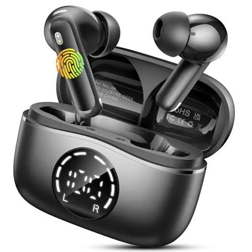 Nerunsa 2026 Auriculares Inalámbricos Bluetooth, Auriculares Bluetooth 5.4, 50 Horas de Tiempo de reproducción, Auriculares HiFi Estéreo con 4 Micrófonos de Cancelación de Ruido ENC