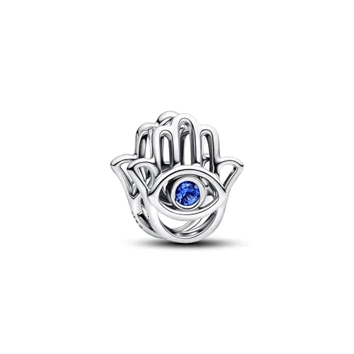 PANDORA Moments 794062C01 - Abalorio de plata de ley con cristal artificial, compatible con Moments, diseño de mano de Fátima