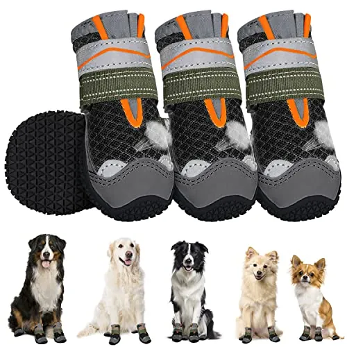 SlowTon Protección de Las Patas de los Zapatos de Perro, Zapatos de Perro Antideslizantes e Impermeables, Suela de Goma Reflectante, Botas de Nieve de Invierno para Mascotas