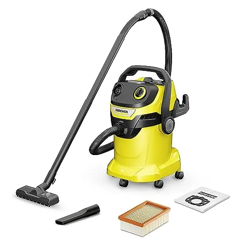 Kärcher, Aspirador en Seco y Húmedo WD 5 V-25/5/22, Filtro cartucho, 1100 W, Función soplado, Boquilla suelo y ranuras, Yellow/Black, Depósito de plástico 25 l, Manguera aspiración 2,2 m