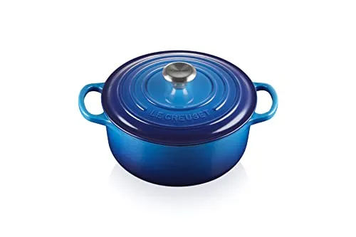 Le Creuset Cocotte redonda de hierro fundido, 22 cm, 3, 3 L, Todas Las Fuentes de Calor incluso inducción, Azure, 21177222202430