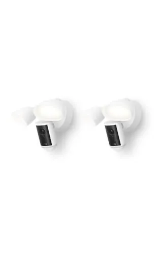 Ring Cámara Pro con focos (Floodlight Cam Pro, última generación) | Cámara de seguridad exterior | Retinal 4K, Zoom 10x, focos de 2000 lúmenes | Prueba gratuita de 30 días del plan de suscripción Ring | 2 Cámaras