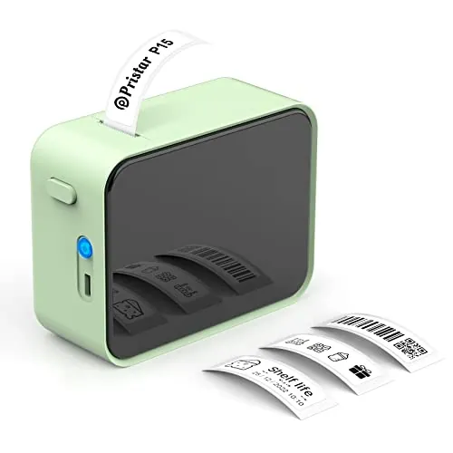 Pristar P15 Etiquetadora Mini Impresora de Etiquetas Portátil Térmica | Adhesivas Label Maker Compatible con iOS y Android, para la Escuela de la Oficina en Casa, Verde