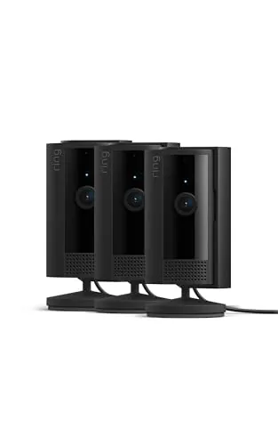 Ring Cámara interior (Indoor Camera 2ª gen) | Cámara de vigilancia wifi con enchufe para mascotas, vídeo HD, comunicación bidireccional, cubierta de privacidad | Ring Protect 30 días gratis, 3 Cámaras
