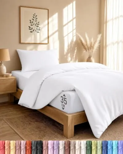 Utopia Bedding - Funda nordica Cama 90, Sabana Bajera 90x190 y Funda Almohada (50x75cm) - Funda edredon 135x200 - Juego de Cama de Microfibra cepillada Suave (Blanco)