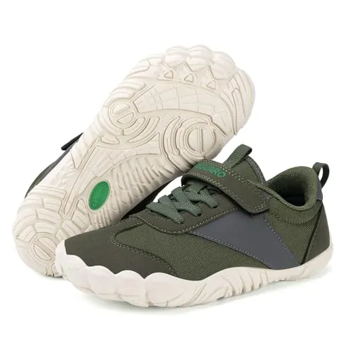SAGUARO Zapatillas Barefoot Niños Niña Calzado Descalzos Suaves Ligeras Sneakers Minimalista Transpirables y Antideslizantes, Verde, 34 EU