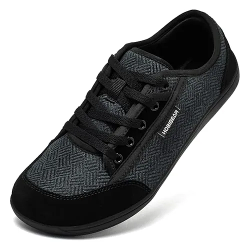 HOBIBEAR Calzado Ancho Unisex Barefoot - Diseño Minimalista para Hombre y Mujer - Zapatos Outdoor con Puntera Amplia y Soporte Natural Negro，EU 41