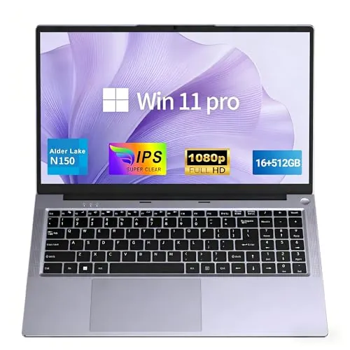 FUNYET Ordenador Portátil 15.6 Pulgadas, 16 GB de RAM, 512 GB de SSD, 2026 Laptop Win 11, PC Portátil Procesador N150 (hasta 3,6 GHz), 6000mAh, FHD 1920 * 1080, Teclado Retroiluminado,Purple