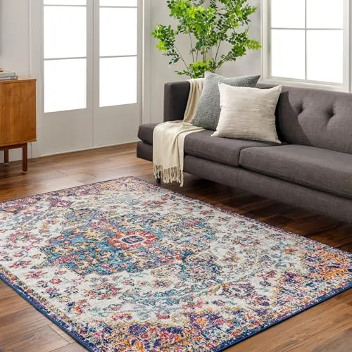 Livabliss Munich Asmara Alfombra Vintage 160x220 cm – Burdeos, Azul