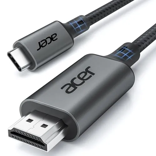 Acer Cable USB C a HDMI 4K@60Hz, Thunderbolt 3/4 Cable de Tipo C a HDMI 2.0, Compatible con iPhone 16 Pro Max, MacBook Air/Pro, Surface Pro, Galaxy S25 Ultra - 2 Metros