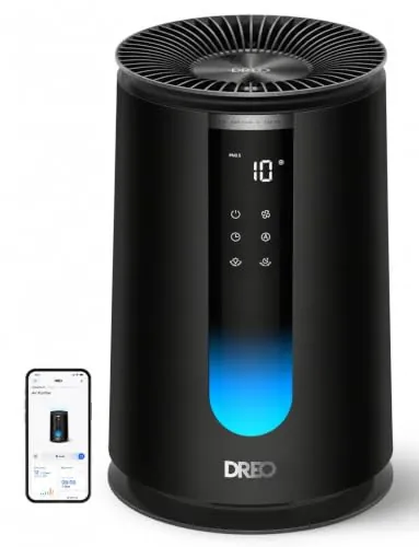 DREO para dormitorios, CADR de 195 m³/h, purificador de aire 338S, filtro HEPA 3 en 1, 4 modos, 4 velocidades, AQI, sensor PM2.5, modo automático, almohada aromática, Wi-Fi, Alexa y control voz